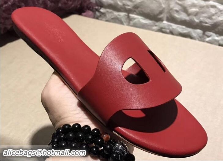 Durable Faux Hermes Lisboa Slipper Sandals H94201 Red 2019