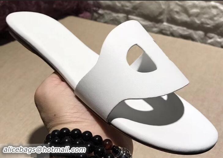 Unique Style Hermes Lisboa Slipper Sandals H94201 White 2019