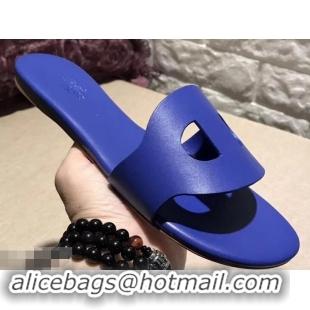 Good Quality Hermes Lisboa Slipper Sandals H94201 Blue 2019