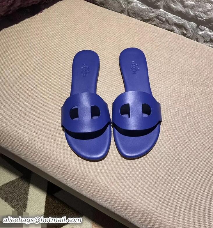 Good Quality Hermes Lisboa Slipper Sandals H94201 Blue 2019