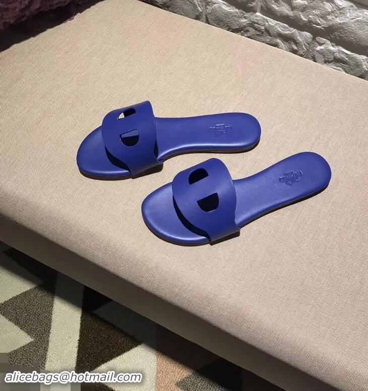 Good Quality Hermes Lisboa Slipper Sandals H94201 Blue 2019