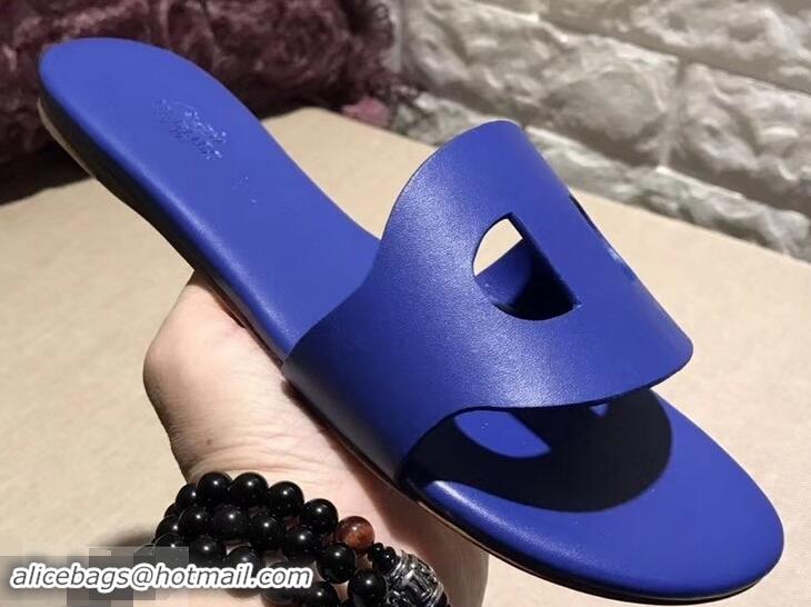 Good Quality Hermes Lisboa Slipper Sandals H94201 Blue 2019