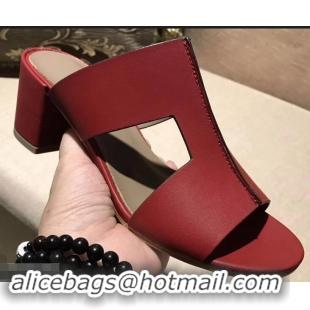 Top Quality Hermes Heel 5cm Ostia Sandals H94207 Red 2019