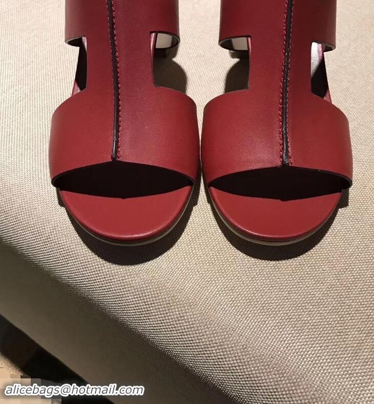 Top Quality Hermes Heel 5cm Ostia Sandals H94207 Red 2019