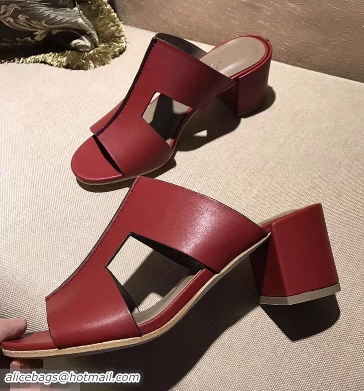 Top Quality Hermes Heel 5cm Ostia Sandals H94207 Red 2019