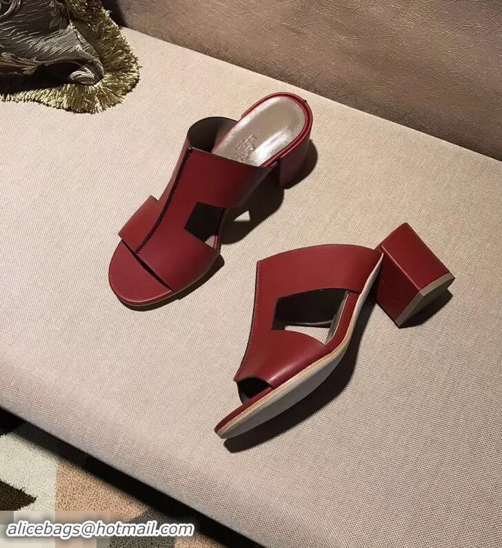 Top Quality Hermes Heel 5cm Ostia Sandals H94207 Red 2019