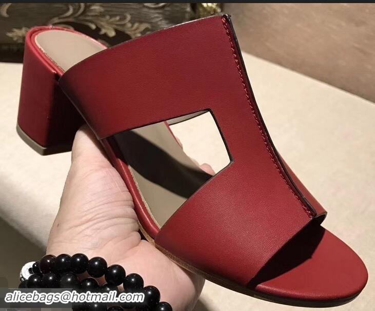 Top Quality Hermes Heel 5cm Ostia Sandals H94207 Red 2019