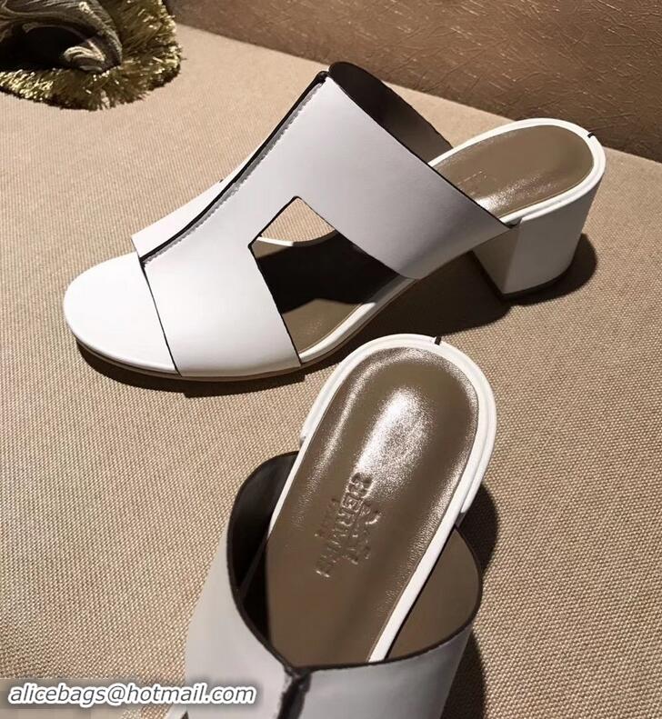 Hot Sale Hermes Heel 5cm Ostia Sandals H94207 White 2019