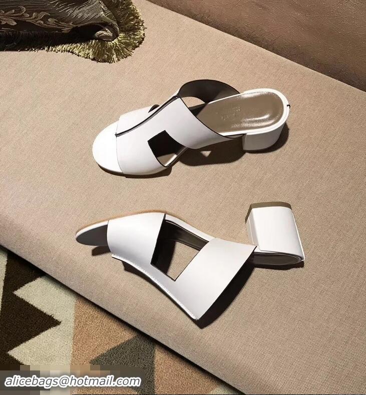 Hot Sale Hermes Heel 5cm Ostia Sandals H94207 White 2019