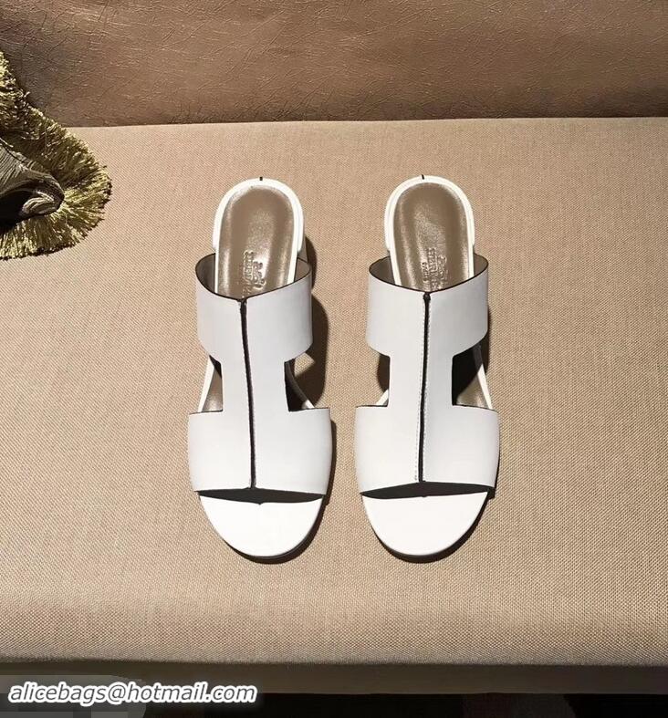 Hot Sale Hermes Heel 5cm Ostia Sandals H94207 White 2019