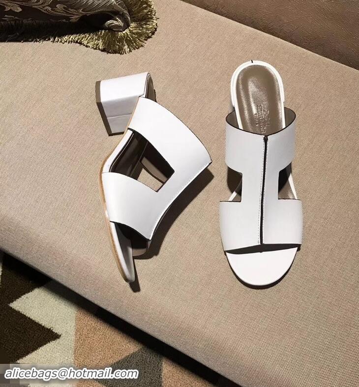 Hot Sale Hermes Heel 5cm Ostia Sandals H94207 White 2019