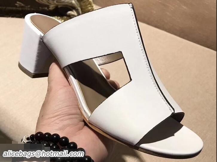 Hot Sale Hermes Heel 5cm Ostia Sandals H94207 White 2019