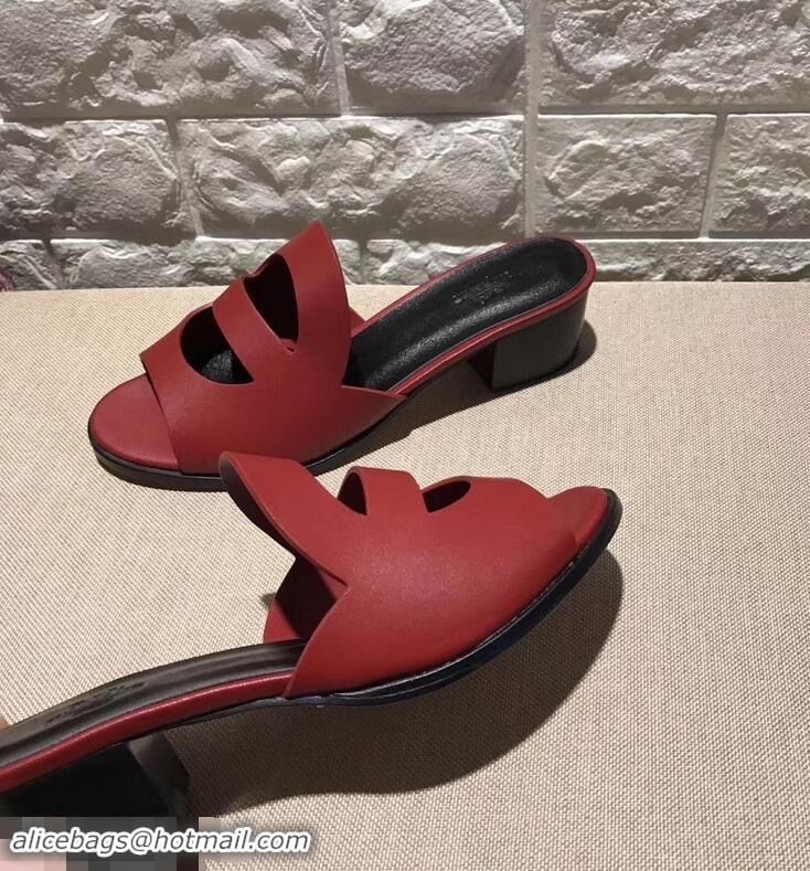 Imitation Hermes Heel 4.5cm Mona Sandals H94211 Red 2019