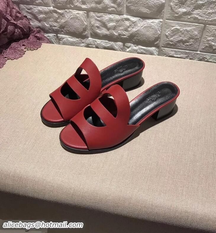 Imitation Hermes Heel 4.5cm Mona Sandals H94211 Red 2019