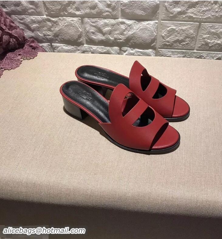 Imitation Hermes Heel 4.5cm Mona Sandals H94211 Red 2019