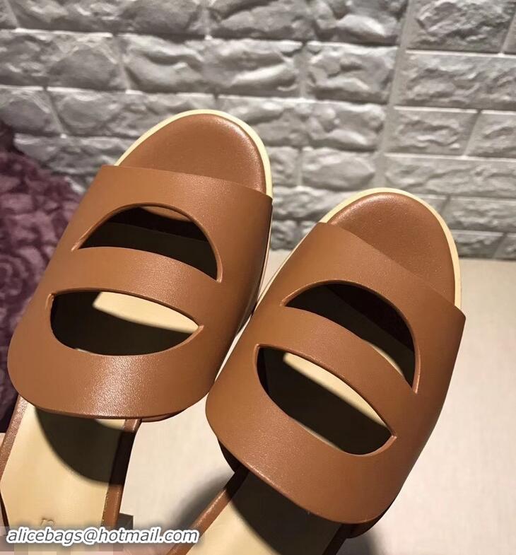 Discount Hermes Heel 4.5cm Mona Sandals H94211 Brown 2019