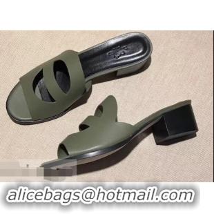 Promotional Hermes Heel 4.5cm Mona Sandals H94211 Olive Green 2019