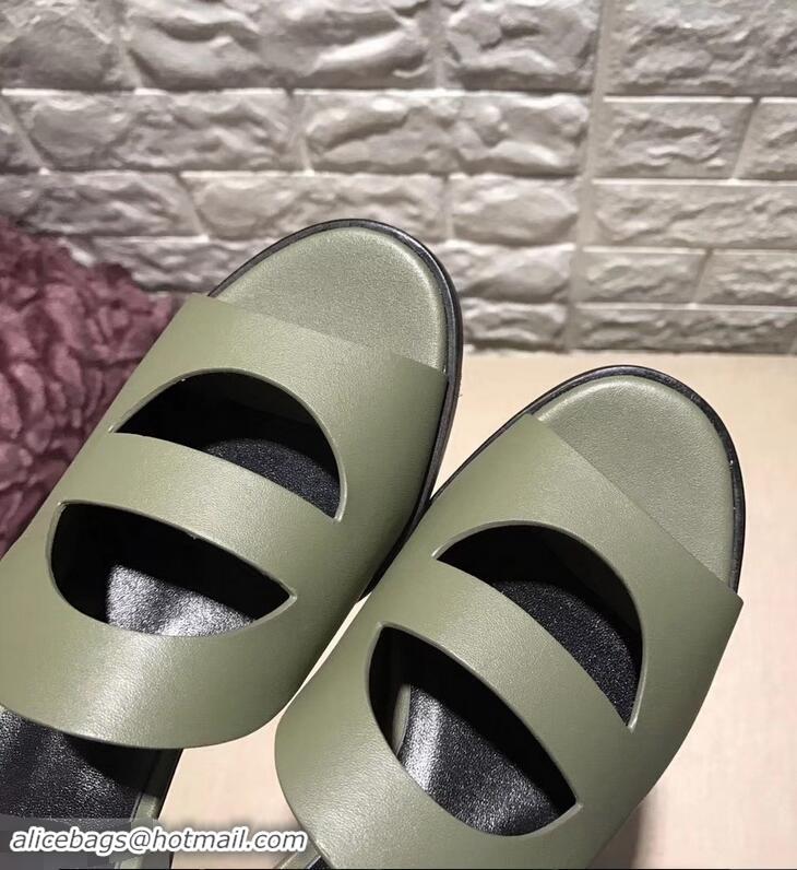 Promotional Hermes Heel 4.5cm Mona Sandals H94211 Olive Green 2019