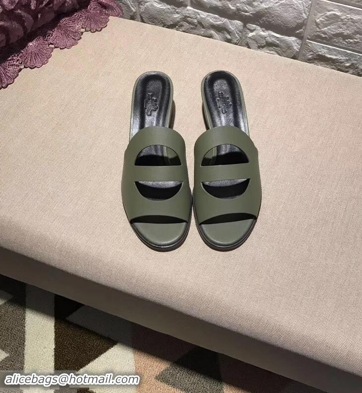 Promotional Hermes Heel 4.5cm Mona Sandals H94211 Olive Green 2019