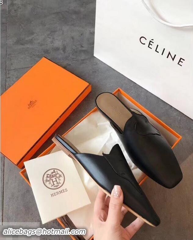 Unique Discount Hermes Tangeria Mules H95108 Black 2019