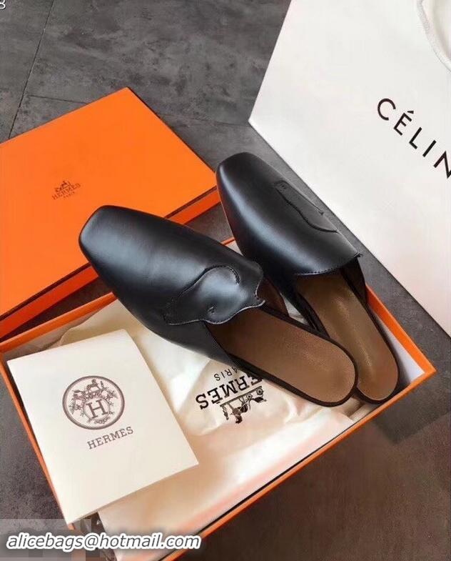 Unique Discount Hermes Tangeria Mules H95108 Black 2019