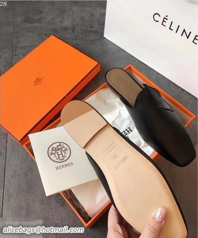 Unique Discount Hermes Tangeria Mules H95108 Black 2019