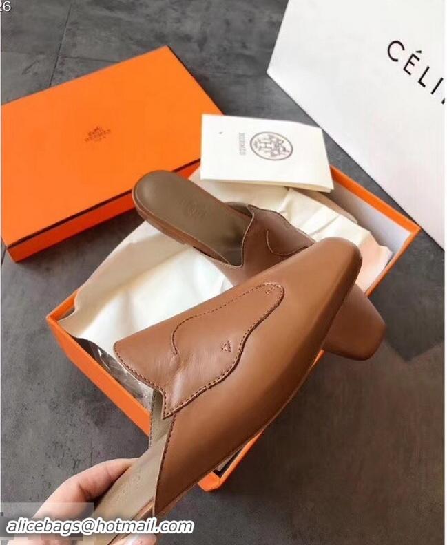 Buy Fashionable Hermes Tangeria Mules H95108 Brown 2019