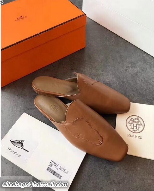 Buy Fashionable Hermes Tangeria Mules H95108 Brown 2019