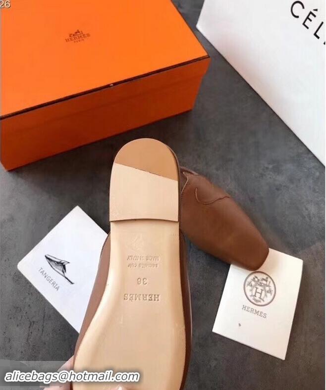 Buy Fashionable Hermes Tangeria Mules H95108 Brown 2019