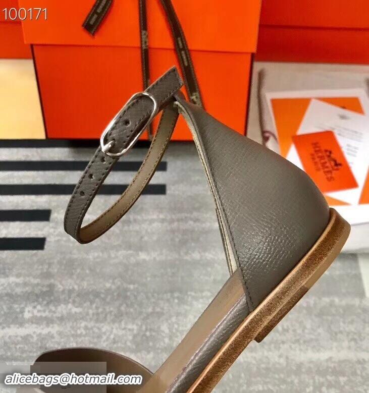 Hot Sale Hermes Santorini Sandals in Epsom Calfskin H95107 Etoupe