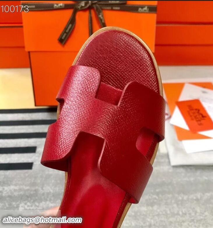 Promotional Hermes Santorini Sandals in Epsom Calfskin H95107 Red