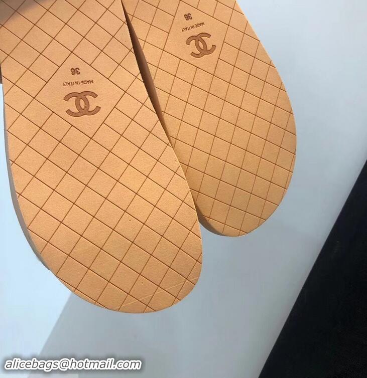 Buy Cheap Chanel Tweed CC Logo Magic Loop Sandals G34726 Beige 01 2019