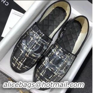 Fashion Discount Chanel Tweed and PVC Espadrilles G34819 Black 2019