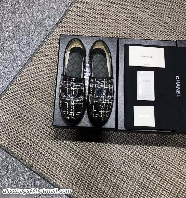 Fashion Discount Chanel Tweed and PVC Espadrilles G34819 Black 2019