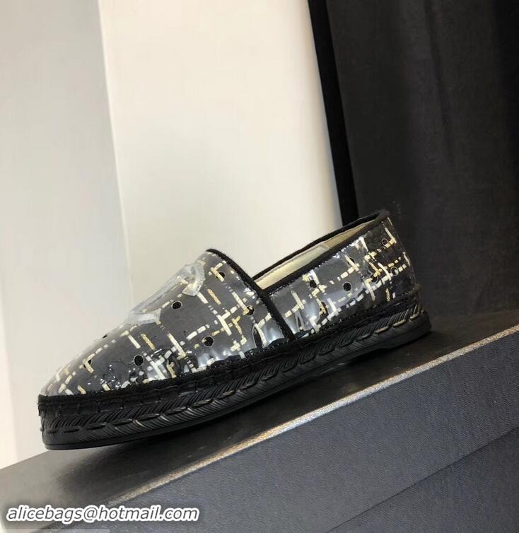 Fashion Discount Chanel Tweed and PVC Espadrilles G34819 Black 2019