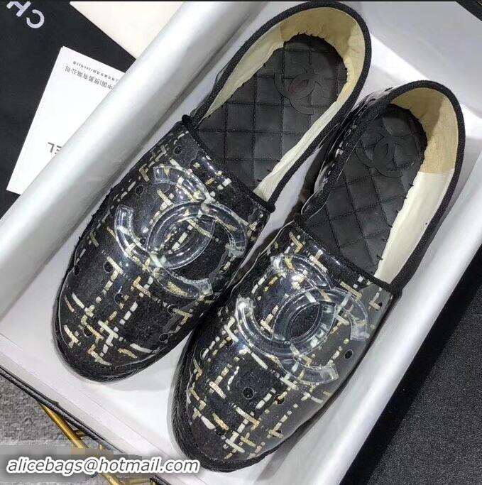 Fashion Discount Chanel Tweed and PVC Espadrilles G34819 Black 2019