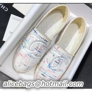 Classic Hot Sell Chanel Tweed and PVC Espadrilles G34819 White 2019