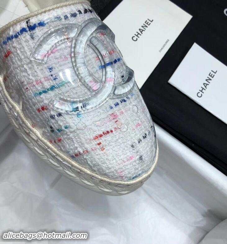 Classic Hot Sell Chanel Tweed and PVC Espadrilles G34819 White 2019