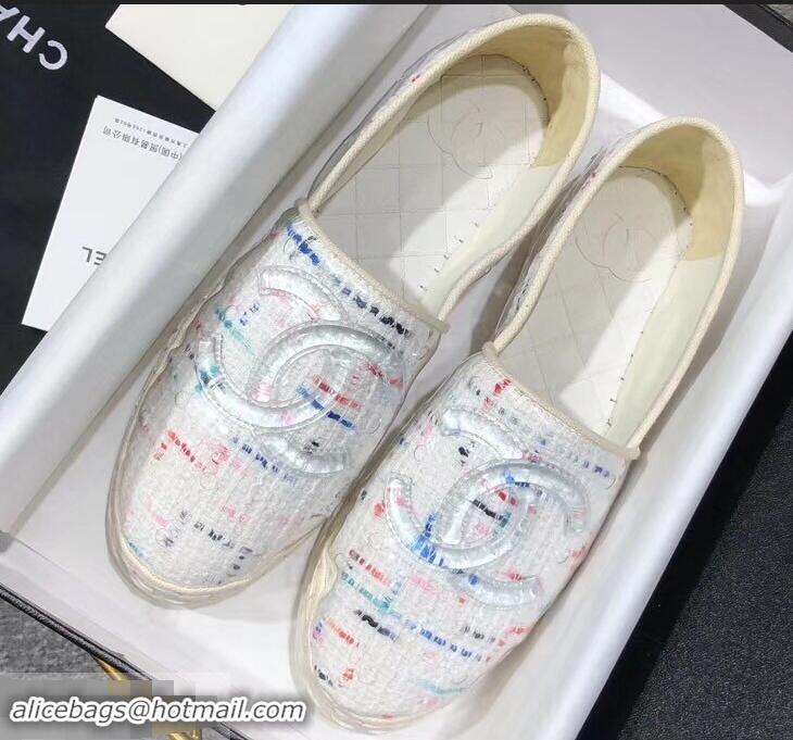 Classic Hot Sell Chanel Tweed and PVC Espadrilles G34819 White 2019