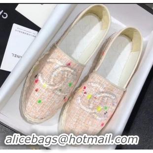 Classic Cheapest Chanel Tweed and PVC Espadrilles G34819 Light Pink 2019