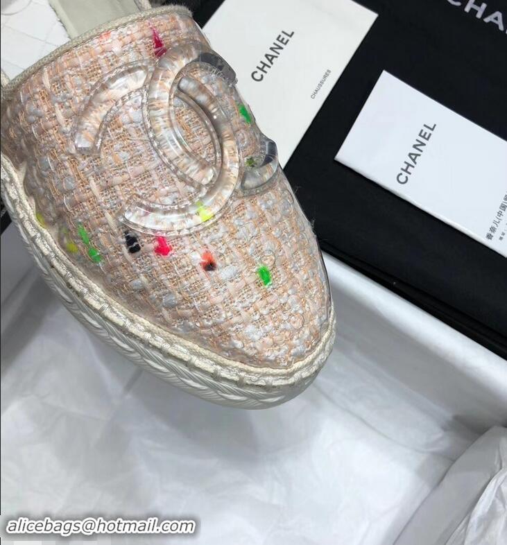 Classic Cheapest Chanel Tweed and PVC Espadrilles G34819 Light Pink 2019