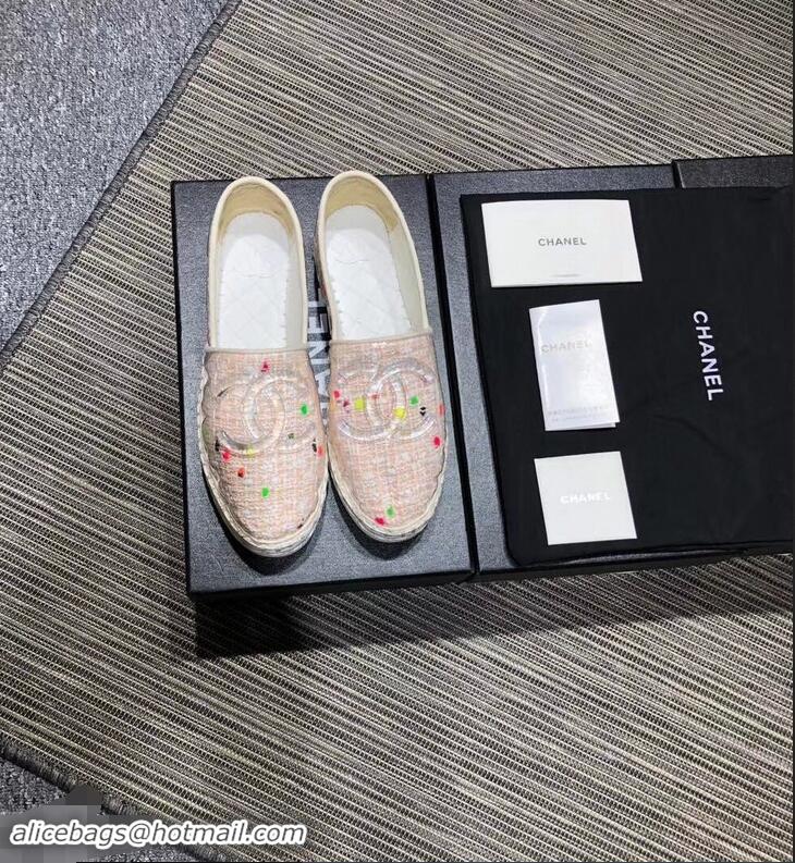 Classic Cheapest Chanel Tweed and PVC Espadrilles G34819 Light Pink 2019