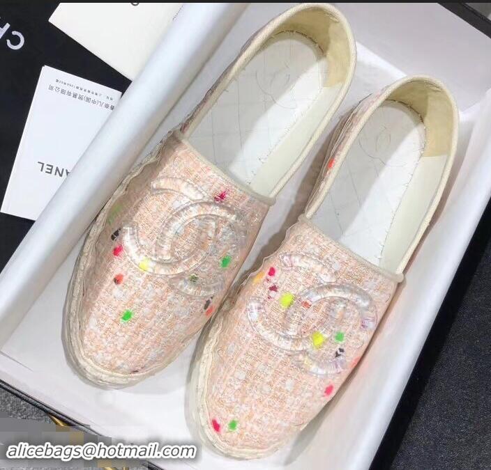 Classic Cheapest Chanel Tweed and PVC Espadrilles G34819 Light Pink 2019