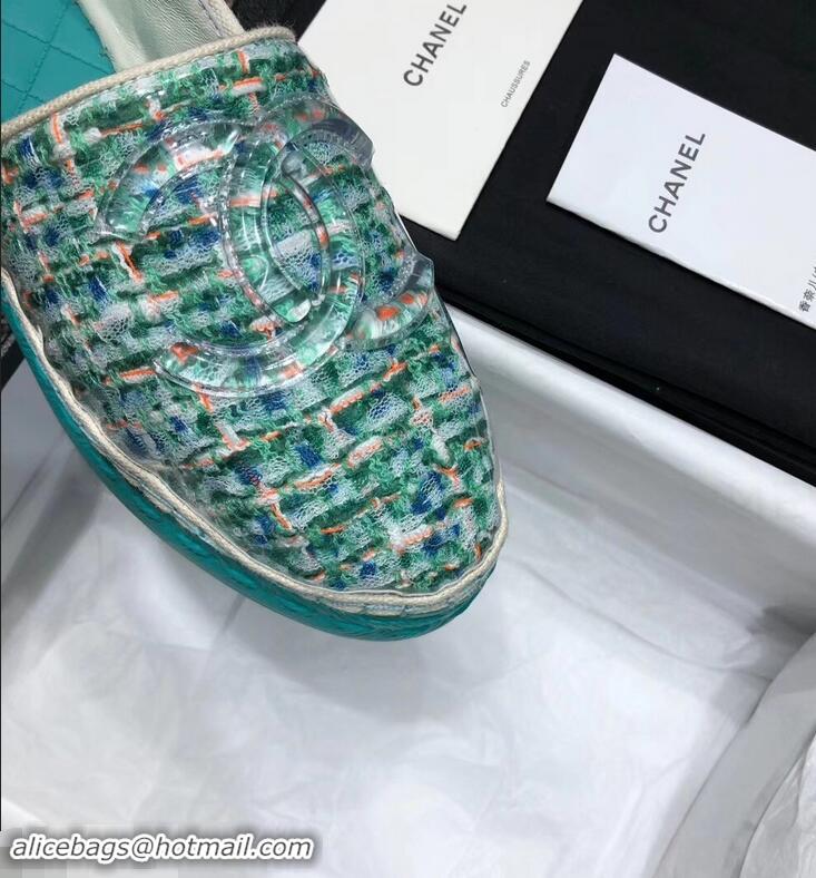 Specials Cheap Chanel Tweed and PVC Espadrilles G34819 Turquoise 2019