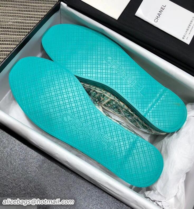 Specials Cheap Chanel Tweed and PVC Espadrilles G34819 Turquoise 2019