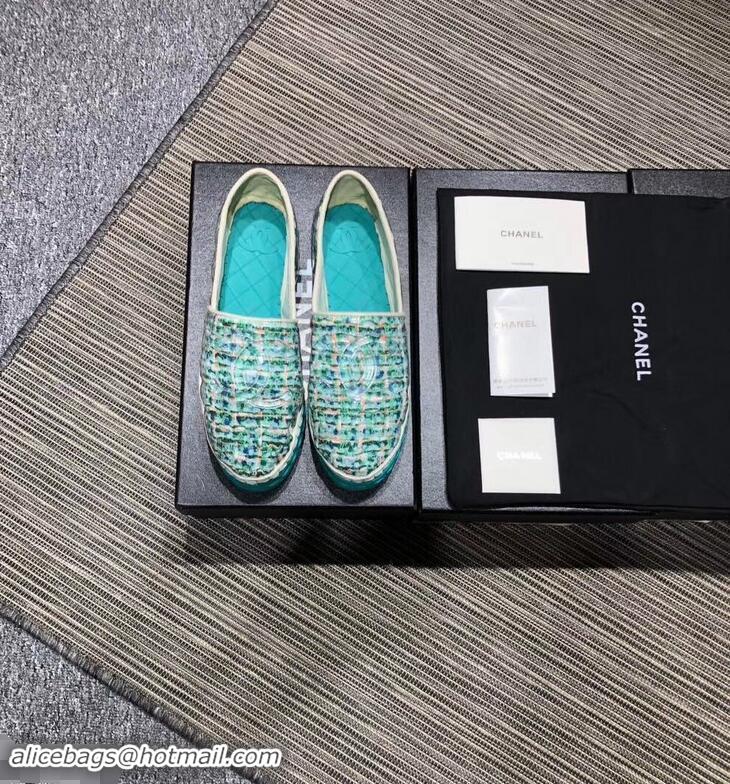 Specials Cheap Chanel Tweed and PVC Espadrilles G34819 Turquoise 2019