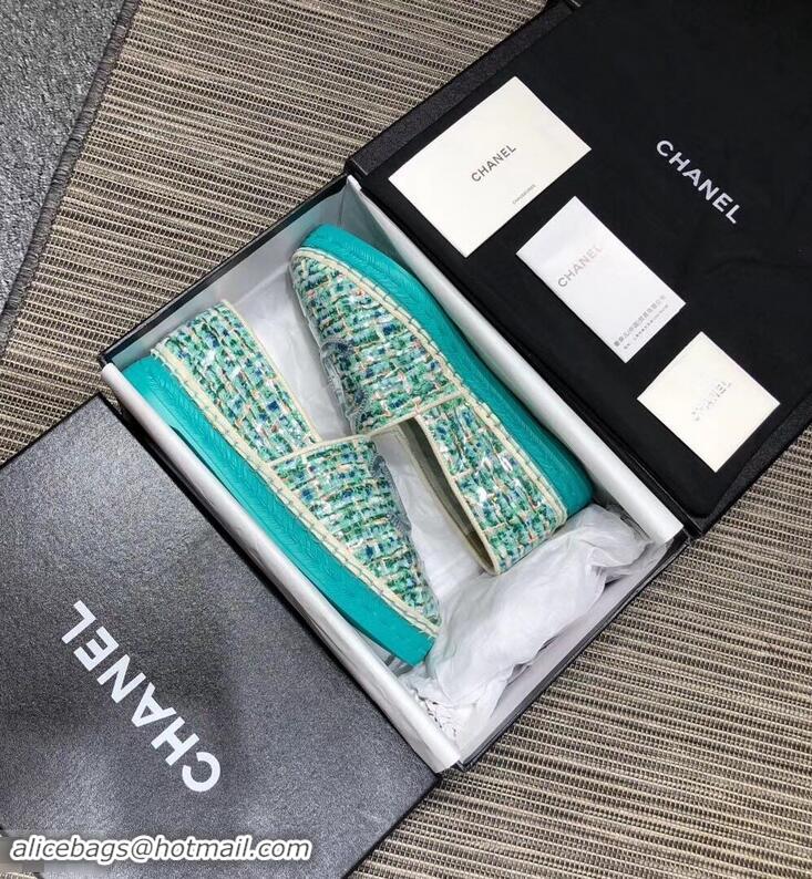 Specials Cheap Chanel Tweed and PVC Espadrilles G34819 Turquoise 2019