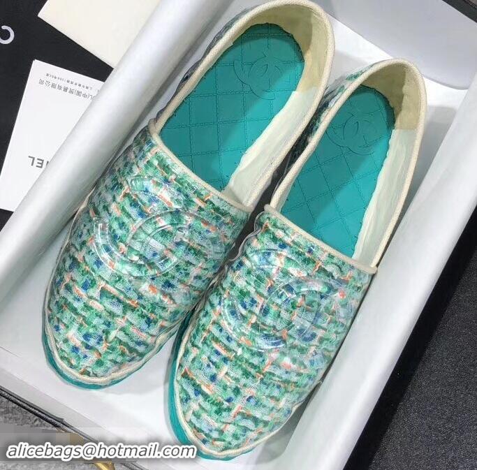 Specials Cheap Chanel Tweed and PVC Espadrilles G34819 Turquoise 2019