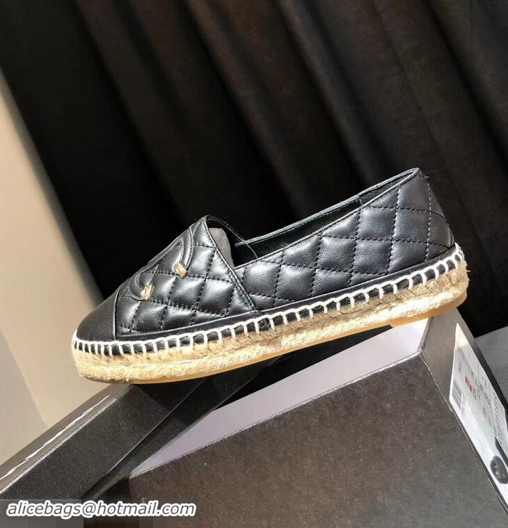 Wholesale Faux Chanel CC Filigree Espadrilles C95313 Black 2019