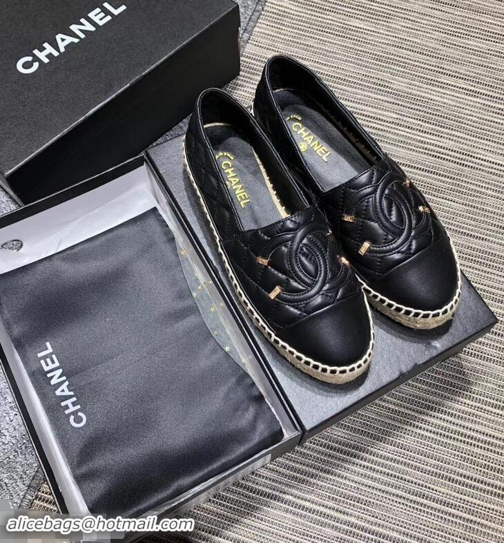 Wholesale Faux Chanel CC Filigree Espadrilles C95313 Black 2019